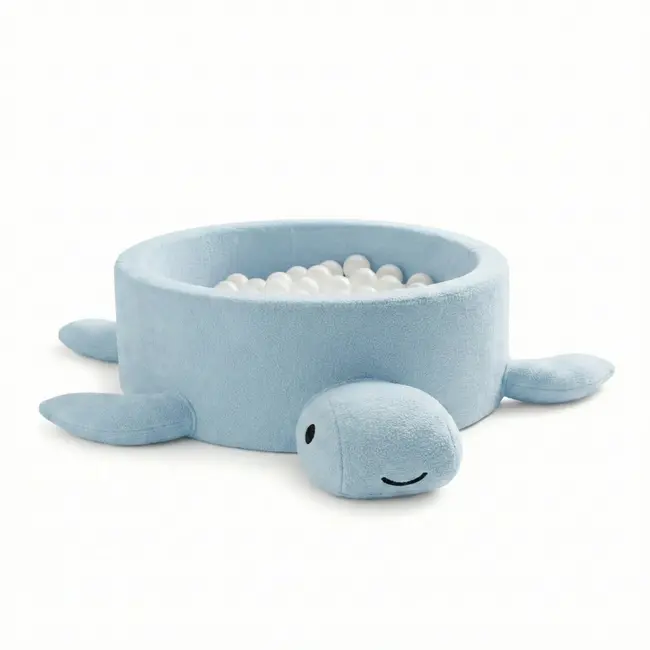Piscina Cu Bile Boucle Pentru Copii Meowbaby   Turtle ,   Dusty Ice Blue, Fara Bile, Material Reciclat Certificat Oeko-tex Pjbmbsbaz21190ie