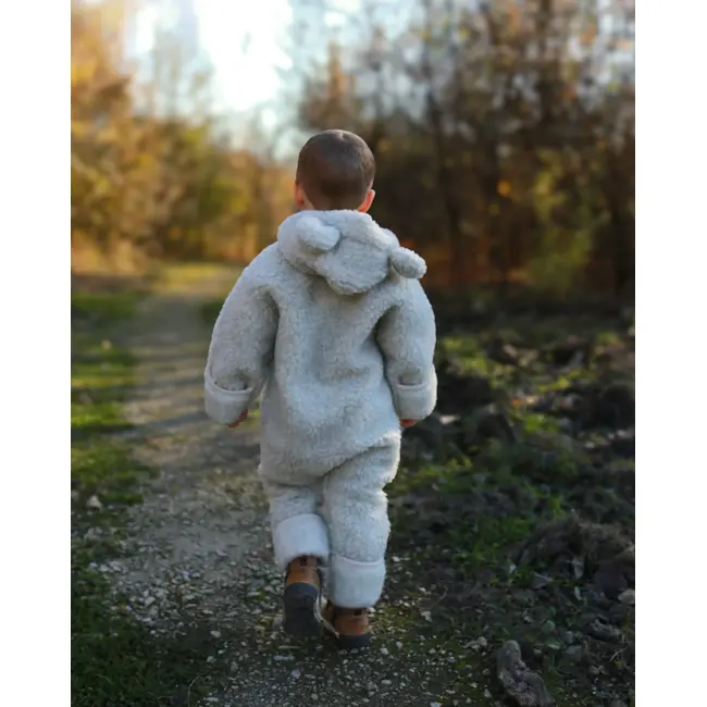 Salopeta Din Lana Merinos Pentru Bebelusi ,   Gray  Caldura Naturala , Zursulet De Plus,   6-18 Luni Pjbc5599