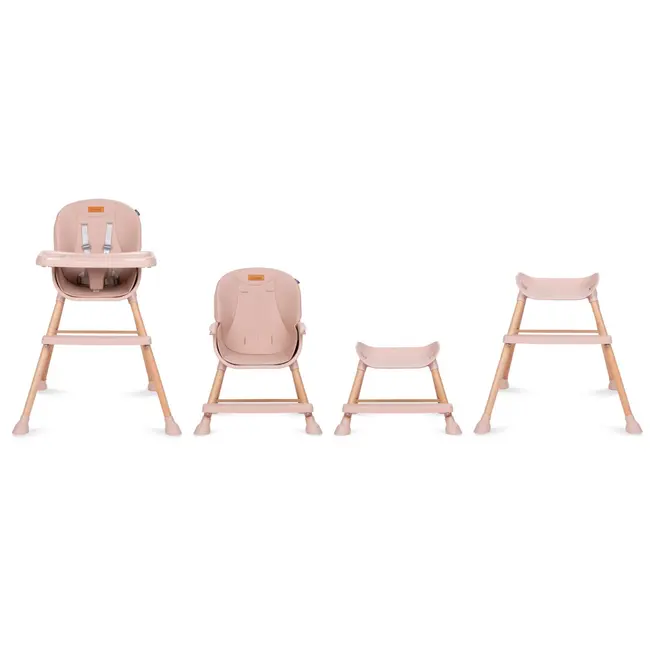 Scaun De Masa 4in1 Pentru Bebelusi Si Copii, Eatan Wood, Inaltime Ajustabila, Varsta 0-15 Kg, Centura De Siguranta In 5 Puncte, Depozitare, Roz Pjbkrwyeat01a0