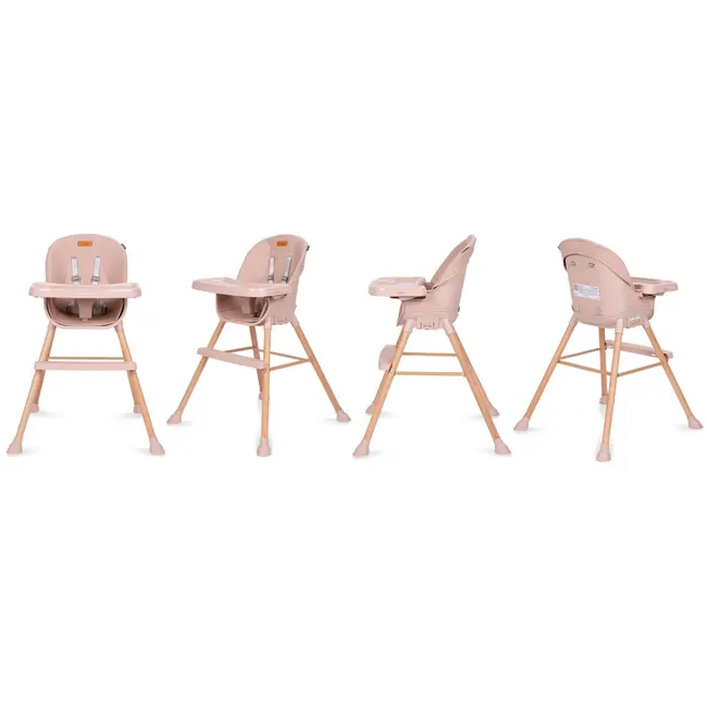 Scaun De Masa 4in1 Pentru Bebelusi Si Copii, Eatan Wood, Inaltime Ajustabila, Varsta 0-15 Kg, Centura De Siguranta In 5 Puncte, Depozitare, Roz Pjbkrwyeat01a0