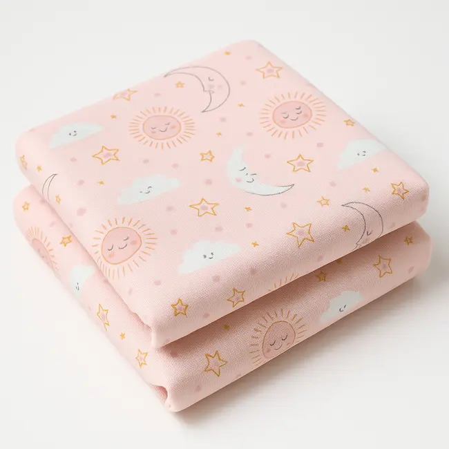 Set 2 Scutece Finet 100% Bumbac Pentru Bebelusi ,   70a 80 Cm ,   Happy Skies Rose   Moon  Stars Pjb09815.005