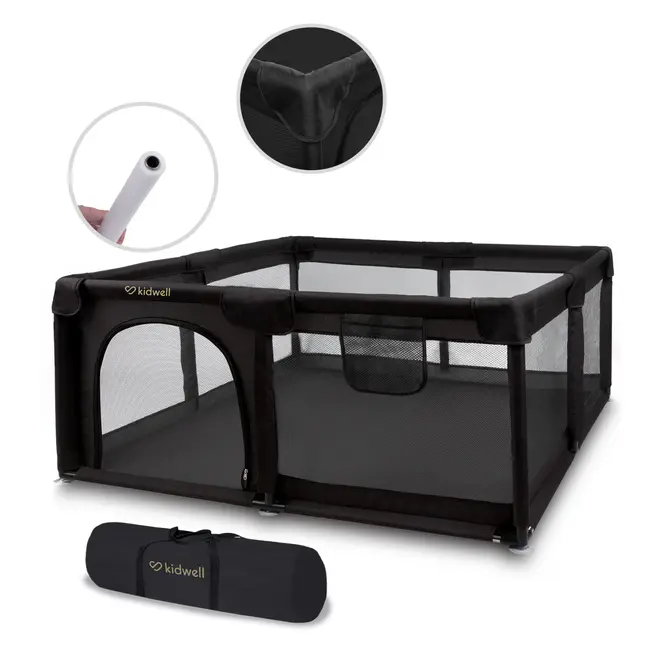 Tarc De Joaca Kidwell Fanko Negru 130x130 Cm   Spatiu Sigur, Modern Si Confortabil Pentru Copilul Tau Pjbkomofan03a4
