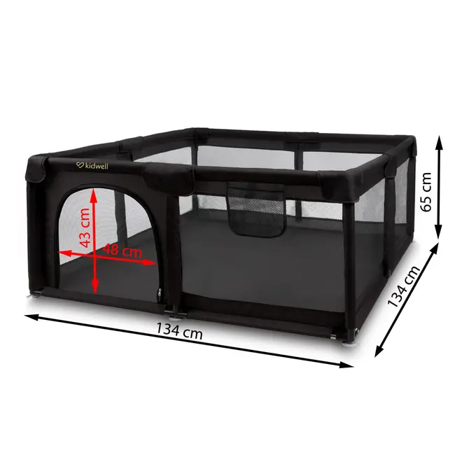 Tarc De Joaca Kidwell Fanko Negru 130x130 Cm   Spatiu Sigur, Modern Si Confortabil Pentru Copilul Tau Pjbkomofan03a4