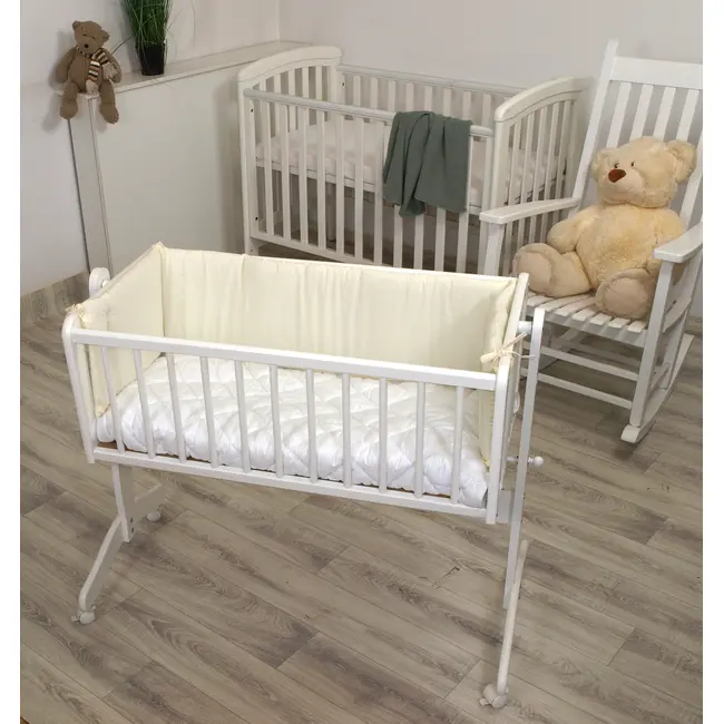 Aparatoare Patut 90x40 Cm, 260 Cm, Babysoft Hipoalergenica, Bumbac 100%, Model Cream  Protectie Sigura Si Confort Pjb85709