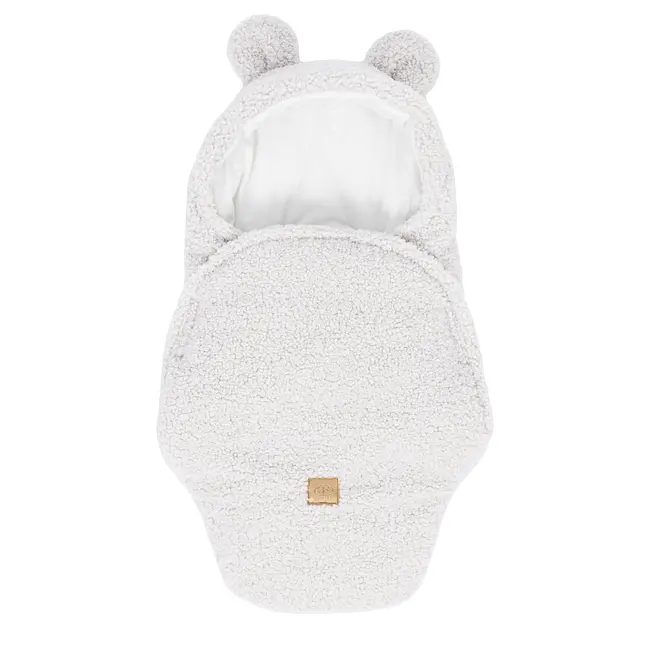 Baby Wrap With Bear Ears - Bearly Alb ,   Confort Si Siguranta Din Primele Clipe Pjbmbeot07