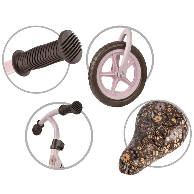 Bicicleta De Echilibru Fara Pedale Pentru Copii, Kidwell Rebel Flower, 2.64 Kg, Roti Eva 28 Cm, Reglabila, 80,  120 Cm, Max. 30 Kg Pjbrobireb21a0