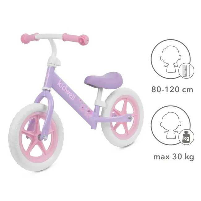 Bicicleta De Echilibru Fara Pedale Pentru Copii, Kidwell Rebel Violet, 2.64 Kg, Roti Eva 28 Cm, Reglabila, 80,  120 Cm, Max. 30 Kg Pjbrobireb16a0