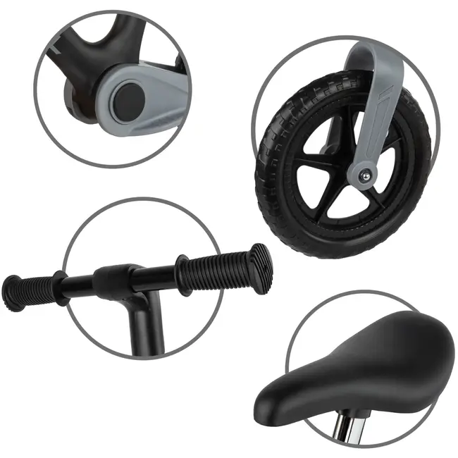 Bicicleta De Echilibru Fara Pedale Pentru Copii, Pliabila, Kidwell Flex Black, Ultra Usoara 2.9 Kg, Roti Eva 29 Cm, Reglabila, 80,  120 Cm, Max. 30 Kg Pjbrobifle01a1