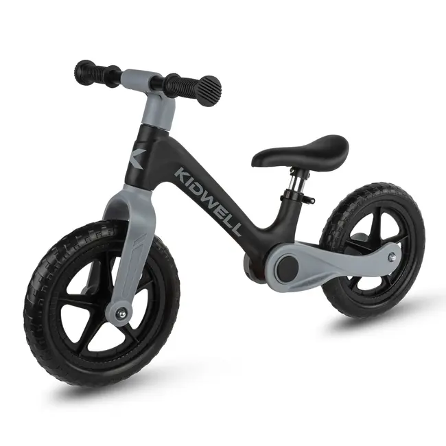 Bicicleta De Echilibru Fara Pedale Pentru Copii, Pliabila, Kidwell Flex Black, Ultra Usoara 2.9 Kg, Roti Eva 29 Cm, Reglabila, 80,  120 Cm, Max. 30 Kg Pjbrobifle01a1