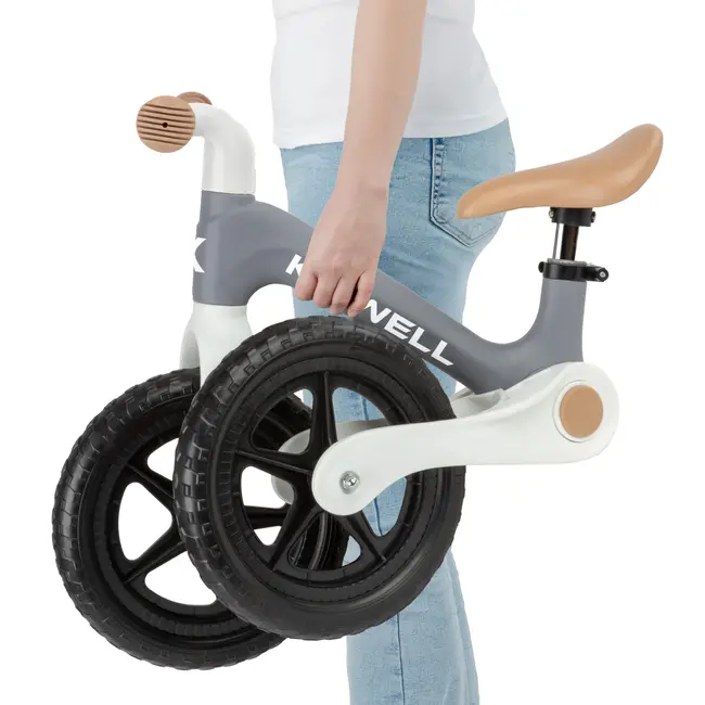 Bicicleta De Echilibru Fara Pedale Pentru Copii, Pliabila, Kidwell Flex Gray, Ultra Usoara 2.9 Kg, Roti Eva 29 Cm, Reglabila, 80,  120 Cm, Max. 30 Kg Pjbrobifle04a1
