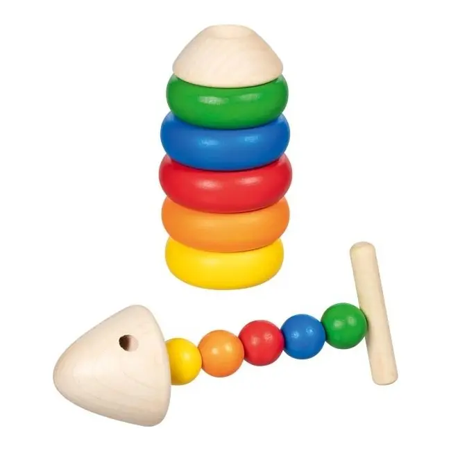 Joc educativ de sortare din lemn piramide, de la 2 ani - okegoki58301
