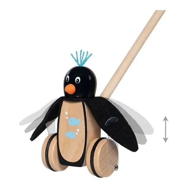 Jucarie de impins din lemn, pinguinul paul, de la 18 luni - okegoki54840