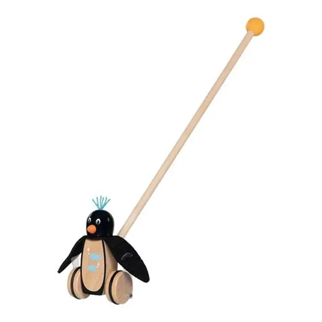 Jucarie de impins din lemn, pinguinul paul, de la 18 luni - okegoki54840