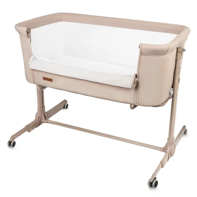 Patut Cu Leganare Cullami, Co-sleeper 2 In 1, Cu Laterala Culisanta, Cu Setare Unghiulara, Cu Roti, Reglabil In 6 Pozitii Pe Inaltime, Beige Pjblodonal02a0