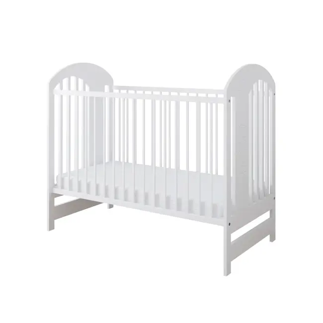 Patut Din Lemn Pentru Copii Tymon Alb 120a 60 Cm Somiera Reglabila    3 Bare Laterale Detasabile    Design Modern    0,  4 Ani Pjbtymon_w