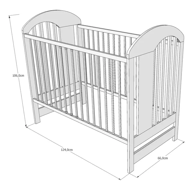 Patut Din Lemn Pentru Copii Tymon Alb 120a 60 Cm Somiera Reglabila    3 Bare Laterale Detasabile    Design Modern    0,  4 Ani Pjbtymon_w