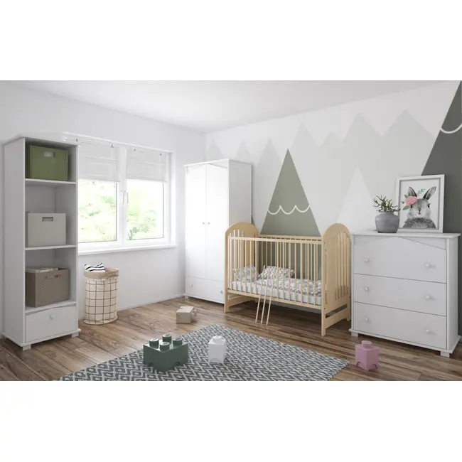 Patut Din Lemn Pentru Copii Tymon Natur 120a 60 Cm Somiera Reglabila    3 Bare Laterale Detasabile    Design Modern    0,  4 Ani Pjbtymon_n