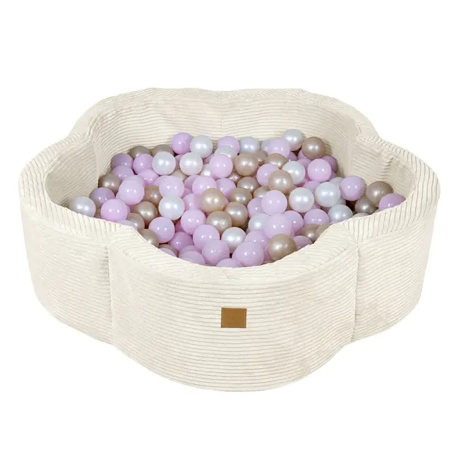 Piscina Cu Bile Meowbaby   ,   Aesthetic Ecru Flower, Spuma Moale, Ecru, Personalizabila Cu Bile La Alegere Pjbbafbh00