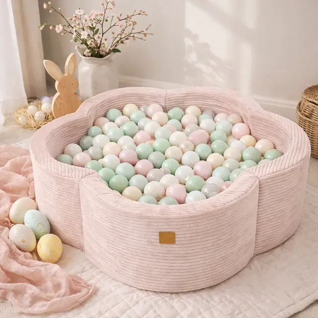 Piscina Cu Bile Meowbaby    Blush Garden ,   Aesthetic Pink Flower, Spuma Moale, Roz Pudrat, 200 Bile Incluse Pjbbafop00-4265
