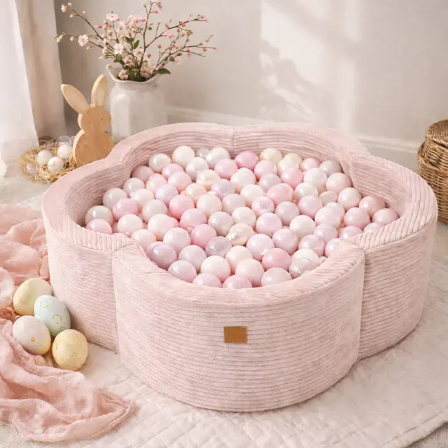 Piscina Cu Bile Meowbaby   Sweet Blush ,   Aesthetic Pink Flower, Spuma Moale, Roz Pudrat, 200 Bile Incluse Pjbbafop00-3579