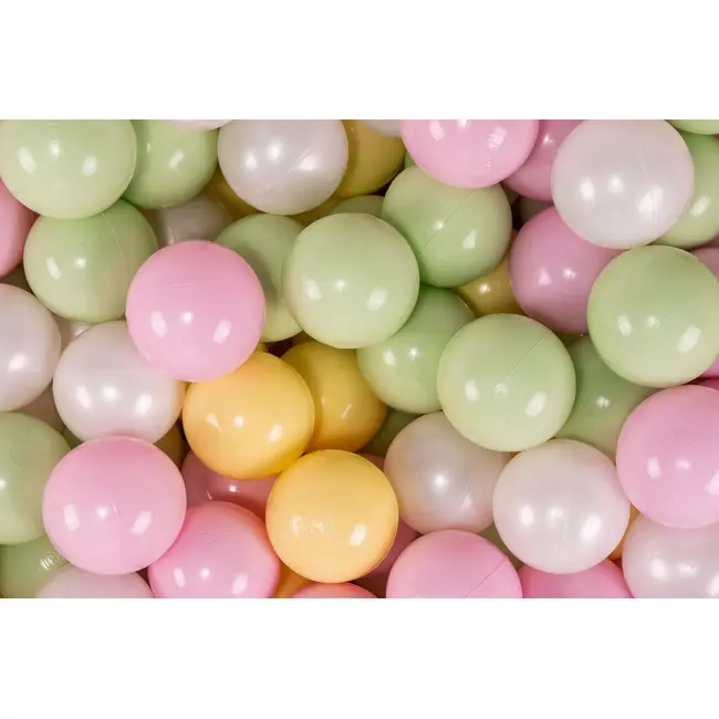 Piscina Cu Bile Rotunda Meowbaby   Velvet Sage Olive 90x30 Cm, Cu 200 Bile: Alb Perlat   Verde Deschis   Roz Pastel   Galben Pastel Pjbveo-zpbpgpy002