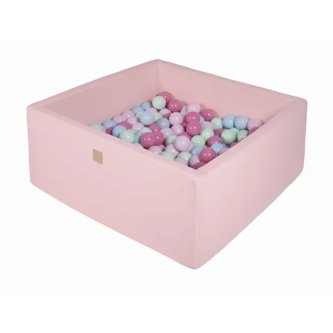 Piscina Patrata Cu Bile Meowbaby   ,   110x110x40 Cm, 400 Bile Incluse, Roz Deschis Pjbmeki032