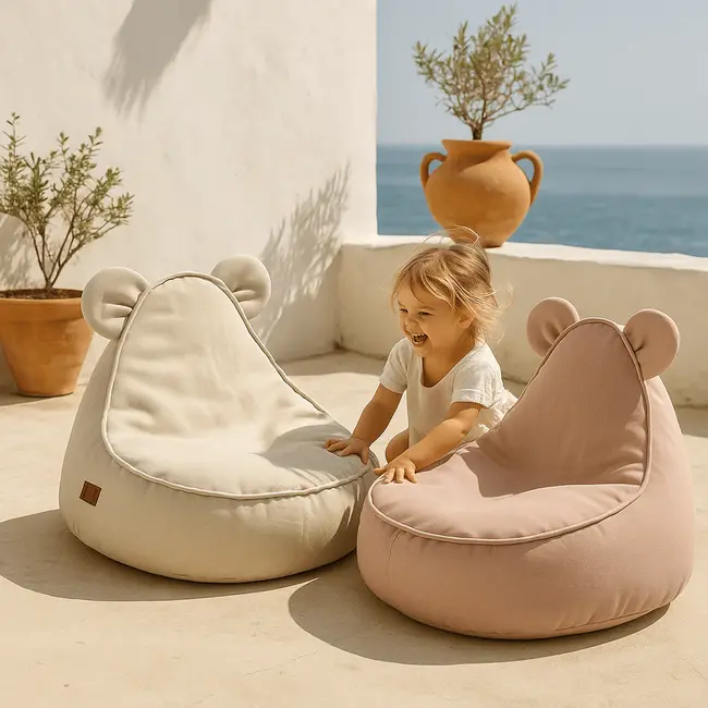 Puf Premium Copii Meowbaby   Outzy Teddy Featherfog Gray ,   Bean Bag Indoor  Outdoor Cu Urechi Teddy Pentru Relaxare Si Joaca Pjbmopusbt69