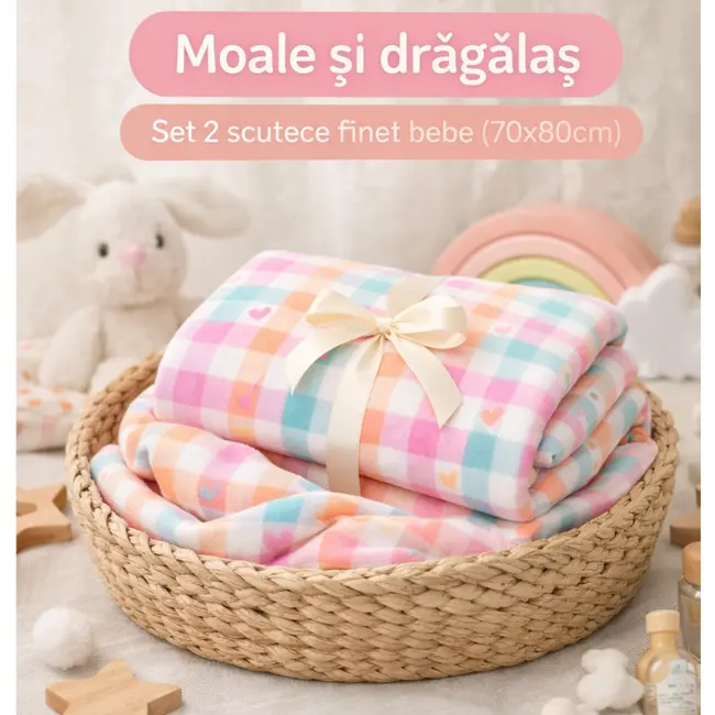 Set 2 Scutece Finet 100% Bumbac Pentru Bebelusi ,   70a 80 Cm ,   Little Sunshine Pjb005-7746