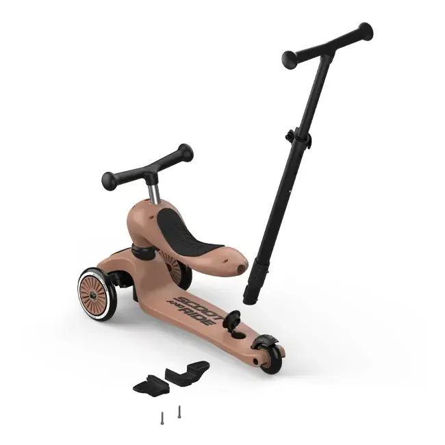 Trotineta Copii 3in1 Premium Scoot  Ride Highwaykick 1 Push And Go Mocha, Cu Sezut Si Maner Pentru Parinte, Sistem Anti-rasturnare, 1,  5 Ani (max. 50 Kg) Pjb820