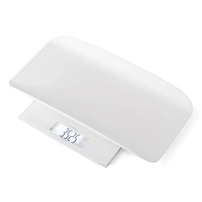 Cantar electronic, Petite&Mars, 2 in 1, Multifunctional, Panou cu touch, Pentru bebelusi si adulti, Pana 180 kg, Alb BYN682025