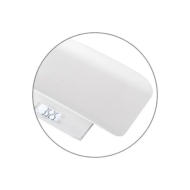 Cantar electronic, Petite&Mars, 2 in 1, Multifunctional, Panou cu touch, Pentru bebelusi si adulti, Pana 180 kg, Alb BYN682025