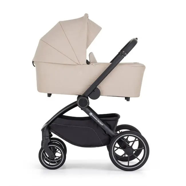 Carucior 2 in 1, Petite&Mars, Scout, Cu landou pliabil, Reversibil, Spatar si suport de picioare reglabile in 3 pozitii, Maner ajustabil, Cu accesorii, Pana la 22 kg, 0 luni+, Bej BYN555696