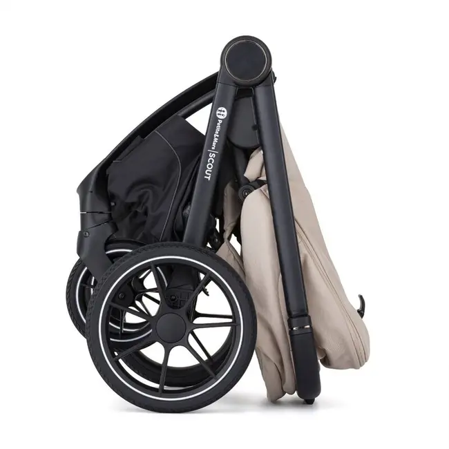 Carucior 2 in 1, Petite&Mars, Scout, Cu landou pliabil, Reversibil, Spatar si suport de picioare reglabile in 3 pozitii, Maner ajustabil, Cu accesorii, Pana la 22 kg, 0 luni+, Bej BYN555696