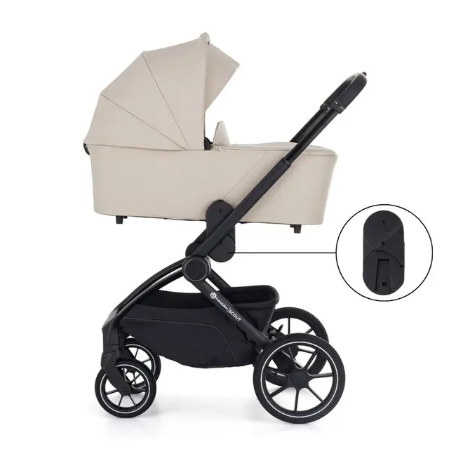 Carucior 2 in 1, Petite&Mars, Scout, Cu landou pliabil, Reversibil, Spatar si suport de picioare reglabile in 3 pozitii, Maner ajustabil, Cu accesorii, Pana la 22 kg, 0 luni+, Bej BYN555696