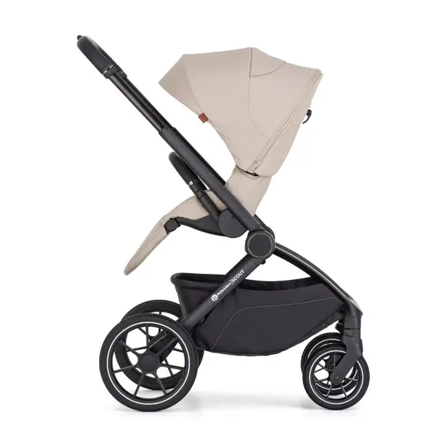 Carucior 2 in 1, Petite&Mars, Scout, Cu landou pliabil, Reversibil, Spatar si suport de picioare reglabile in 3 pozitii, Maner ajustabil, Cu accesorii, Pana la 22 kg, 0 luni+, Bej BYN555696