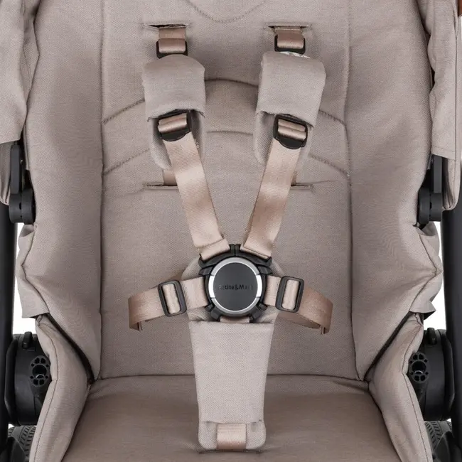 Carucior 2 in 1, Petite&Mars, Scout, Cu landou pliabil, Reversibil, Spatar si suport de picioare reglabile in 3 pozitii, Maner ajustabil, Cu accesorii, Pana la 22 kg, 0 luni+, Crem Cappuccino BYN555695