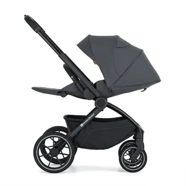 Carucior 2 in 1, Petite&Mars, Scout, Cu landou pliabil, Reversibil, Spatar si suport de picioare reglabile in 3 pozitii, Maner ajustabil, Cu accesorii, Pana la 22 kg, 0 luni+, Gri BYN555697