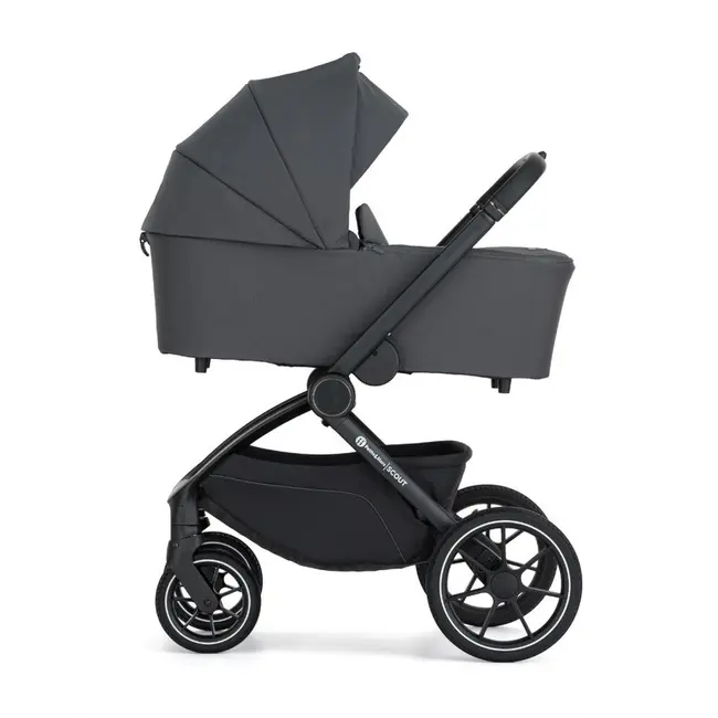 Carucior 2 in 1, Petite&Mars, Scout, Cu landou pliabil, Reversibil, Spatar si suport de picioare reglabile in 3 pozitii, Maner ajustabil, Cu accesorii, Pana la 22 kg, 0 luni+, Gri BYN555697