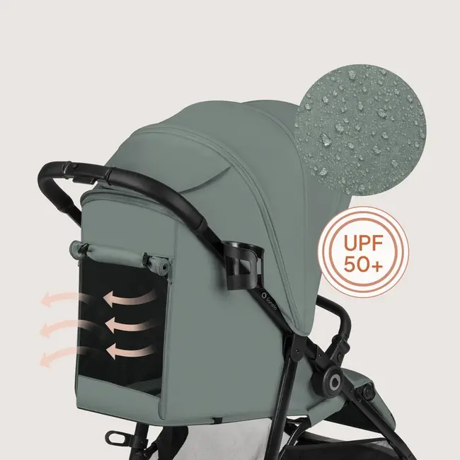 Carucior sport, Lionelo, Emerald, Pliere cu o mana, Copertina XXL UPF50+, Spatar reglabil, Suspensie completa, Roti EVA, 6- 48 luni, Pana la 22 kg, Verde BYNLO-EMERALD_GREEN_FOREST