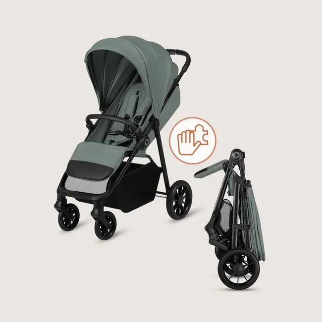 Carucior sport, Lionelo, Emerald, Pliere cu o mana, Copertina XXL UPF50+, Spatar reglabil, Suspensie completa, Roti EVA, 6- 48 luni, Pana la 22 kg, Verde BYNLO-EMERALD_GREEN_FOREST