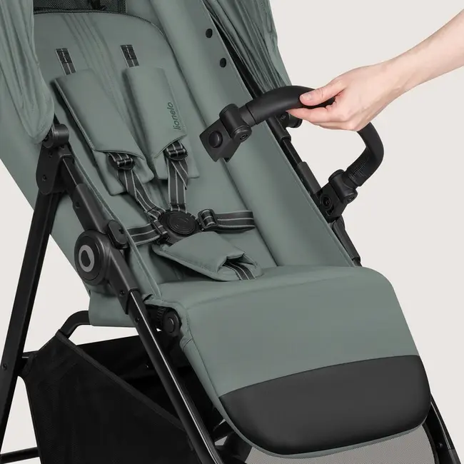 Carucior sport, Lionelo, Emerald, Pliere cu o mana, Copertina XXL UPF50+, Spatar reglabil, Suspensie completa, Roti EVA, 6- 48 luni, Pana la 22 kg, Verde BYNLO-EMERALD_GREEN_FOREST