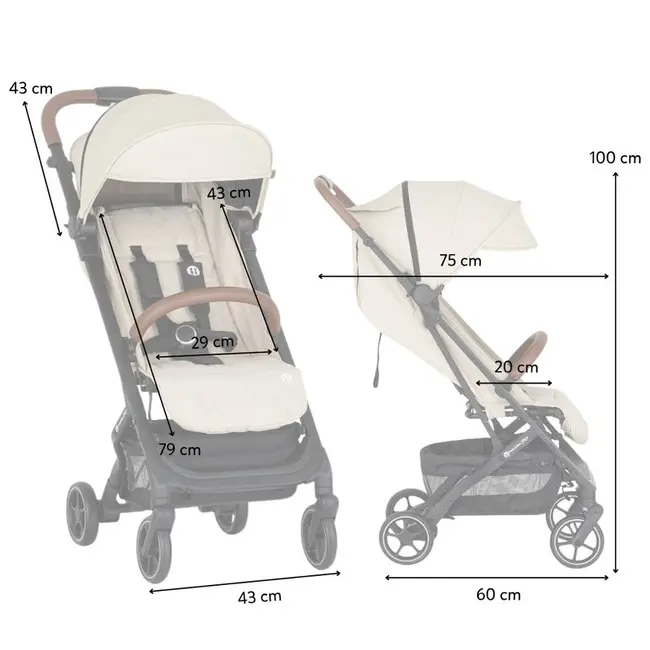 Carucior sport, Petite&Mars, Fly, Pliere compacta, Spatar reglabil pana la pozitie de somn, Suport picioare reglabil, Copertina extensibila cu protectie UPF40+, Suport pahar inclus, Pana la 22 kg, 0 luni+, Bej BYN554763