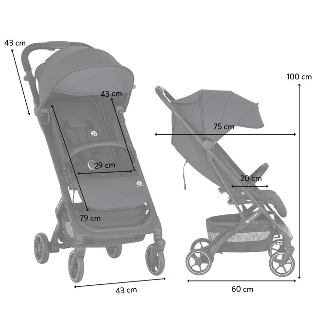 Carucior sport, Petite&Mars, Fly, Pliere compacta, Spatar reglabil pana la pozitie de somn, Suport picioare reglabil, Copertina extensibila cu protectie UPF40+, Suport pahar inclus, Pana la 22 kg, 0 luni+, Negru BYN554764