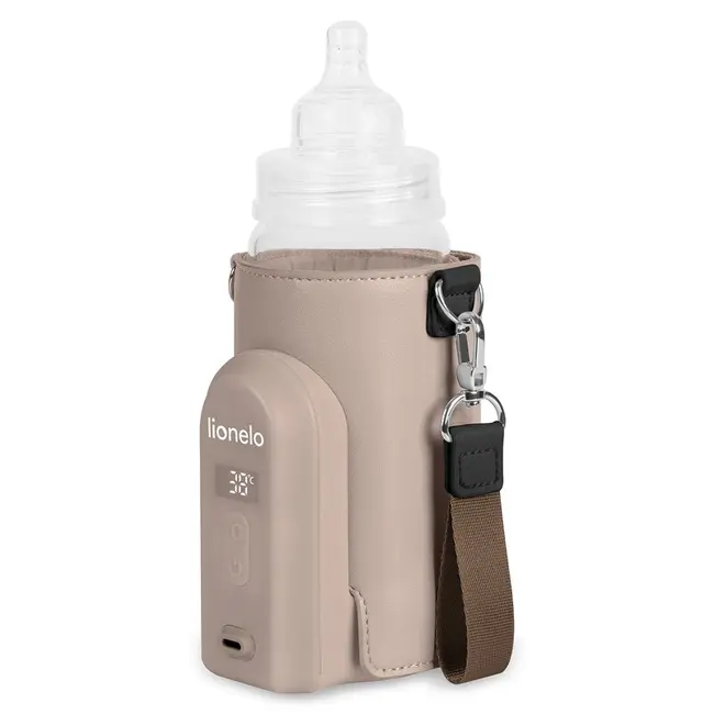 Incalzitor biberoane, Lionelo, ThermUp Go Evo, Portabil, Cu 5 niveluri de incalzire, Cu buton Safety Control, Mentinere caldura pana la 9h, Incarcare USB, Bej inchis BYNLOC-THERMUP_GO_EVO_BEIGE_TAUPE