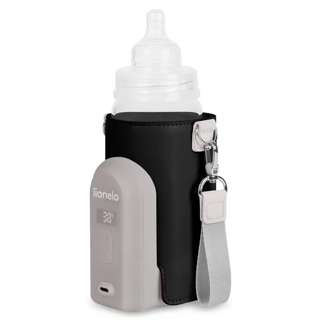Incalzitor biberoane, Lionelo, ThermUp Go Evo, Portabil, Cu 5 niveluri de incalzire, Cu buton Safety Control, Mentinere caldura pana la 9h, Incarcare USB, Negru BYNLOC-THERMUP_GO_EVO_BLACK
