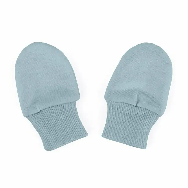 Manusi pentru nou-nascuti, Petite&Mars, Smoothie, Bumbac 100%, Material moale si respirabil, Protectie impotriva zgarieturilor, Manseta lata, 2 straturi, 6 x 10 cm, 0 luni+, Albastru BYN557787