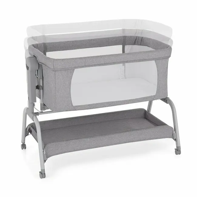 Patut co-sleeper, Feedo, Cu sistem de leganare, Inaltime adjustabila pana la 57-69 cm, sustine pana la 9 kg, 0 luni+ Gri BYN225206