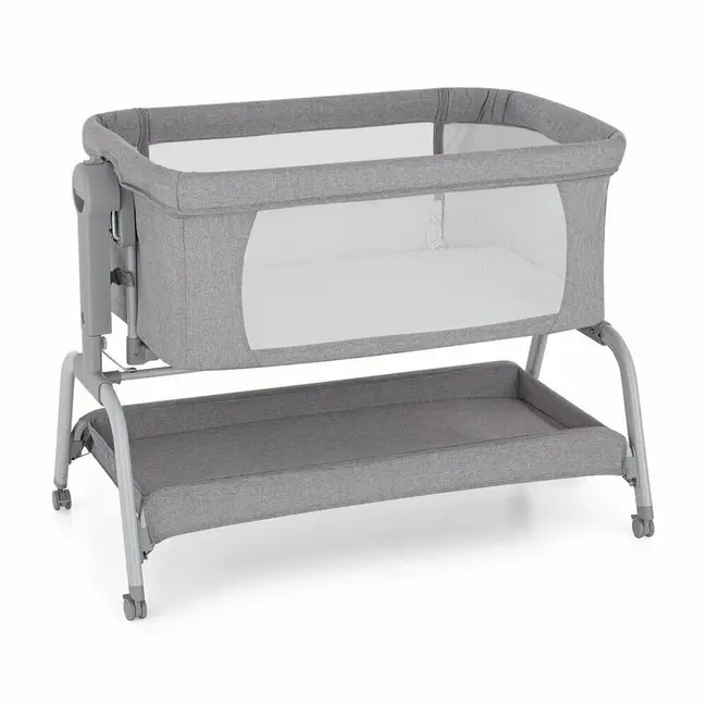 Patut co-sleeper, Feedo, Cu sistem de leganare, Inaltime adjustabila pana la 57-69 cm, sustine pana la 9 kg, 0 luni+ Gri BYN225206
