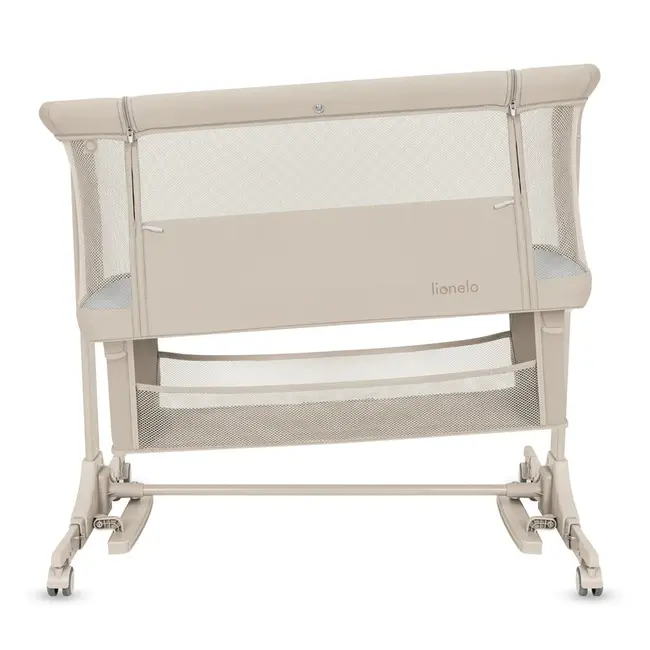Patut co-sleeper, Lionelo, Jodie, Multifunctional, Reglabil in 6 pozitii pe inaltime, Saltea cu densitate T25, Functie de leganare, Cu plasa de tantari, Buzunar depozitare, Geanta transport, 84x48x70-80 cm, Bej BYNLO-JODIE_BEIGE_CREAM