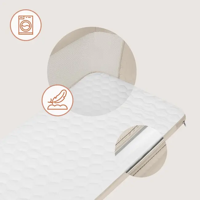 Patut co-sleeper, Lionelo, Jodie, Multifunctional, Reglabil in 6 pozitii pe inaltime, Saltea cu densitate T25, Functie de leganare, Cu plasa de tantari, Buzunar depozitare, Geanta transport, 84x48x70-80 cm, Bej BYNLO-JODIE_BEIGE_CREAM